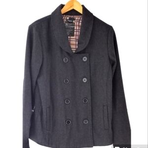 Vintage Peacoat Blazer Wool Blend Crop Double Breasted Mid Length DC Brand